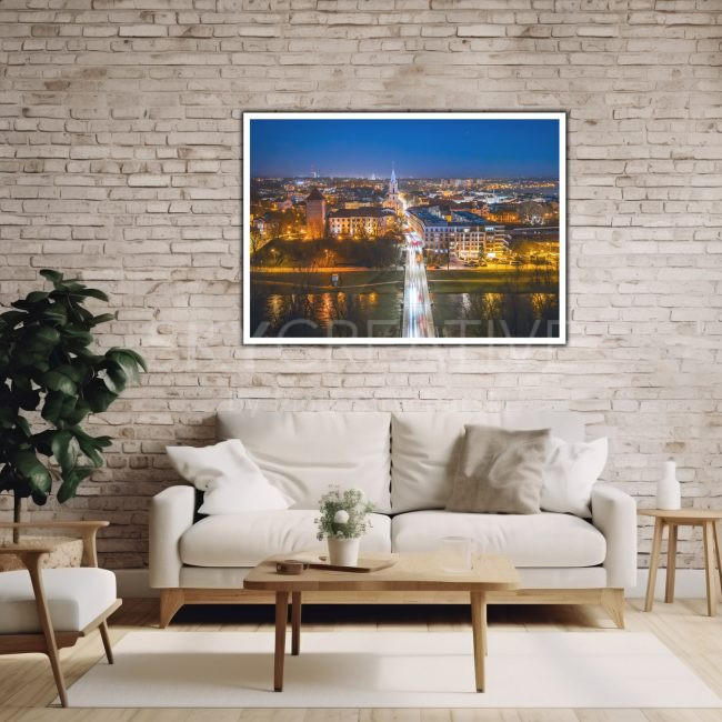 Oświęcim Nocą – Malowniczy Widok na Zamek Piastowski i Miasto