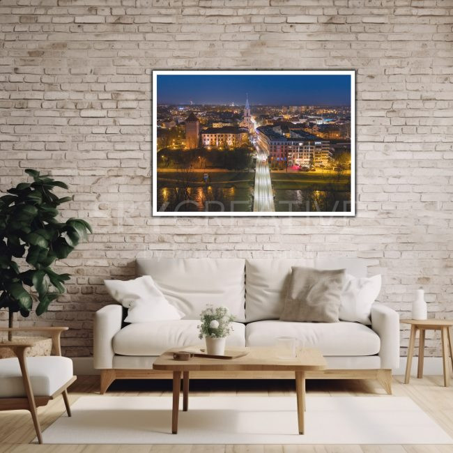 Oświęcim Nocą – Malowniczy Widok na Zamek Piastowski i Miasto